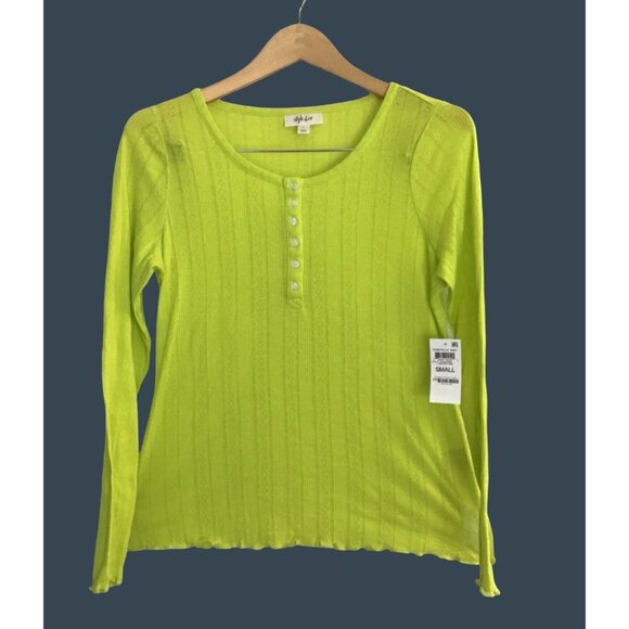 STYLE & CO- WOMEN GREEN LONG SLEEVE CREW NECK WOMEN'S SHIRT SIZE SMALL-NWT - Picture 1 of 6